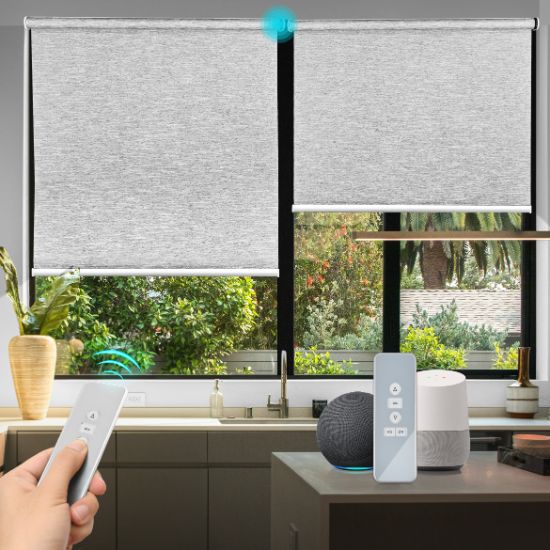 Biltek Smart Blinds for Windows Light Filtering Shades Motorized Roller Blinds & Shades Cordless Window Blinds Electric Blinds with Remote Automatic