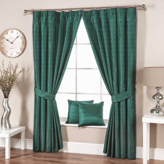 Green living room curtains