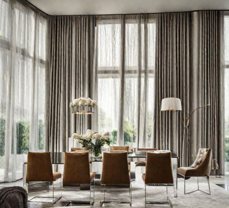 Modern living room Motorized Curtains