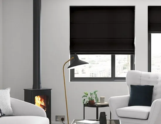Classic Roman blinds for living room décor