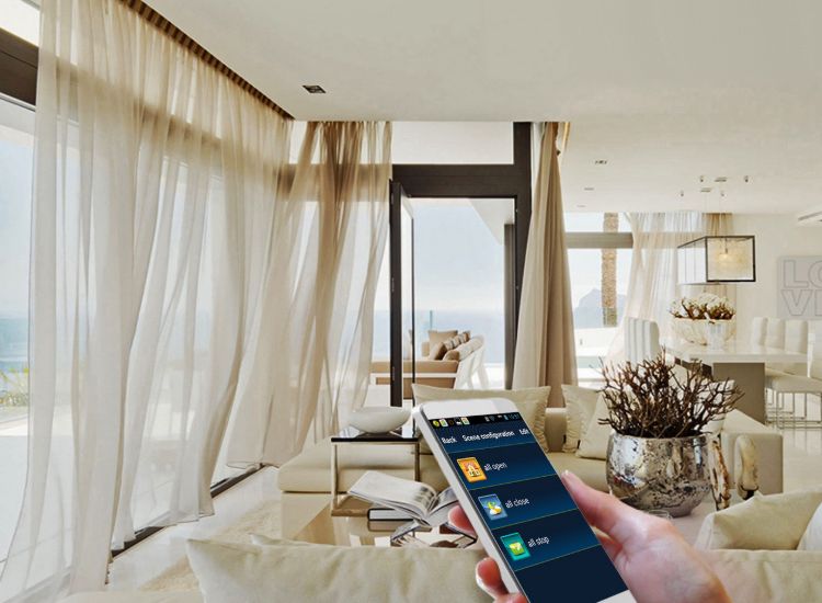 Motorized Curtain System with Remote Control