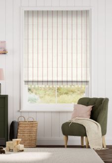 Twill Stripe Blush & Chalk Trimmed Blind