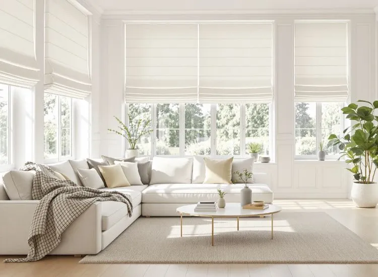 White Color Luxury Roman Blinds for Villa