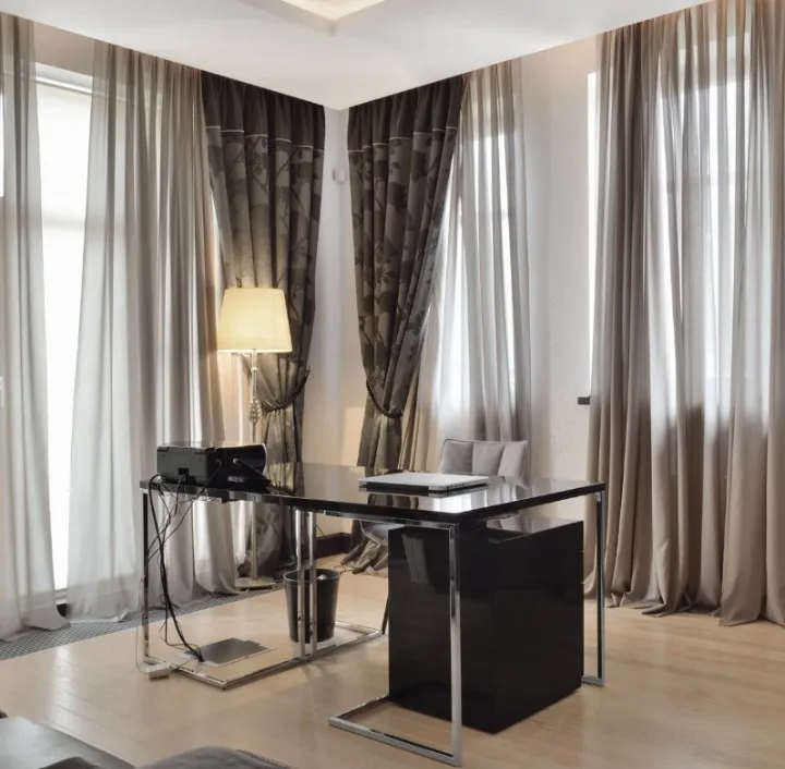 Floor-to-ceiling office curtains
