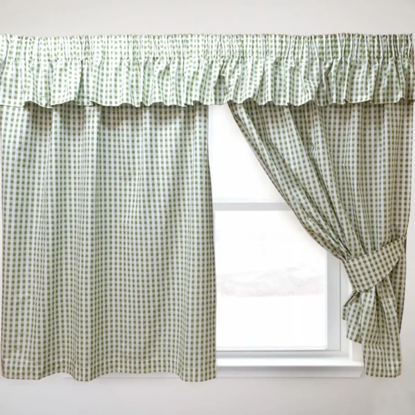 Classic Gingham Check Curtain Set – Pair - Image 2