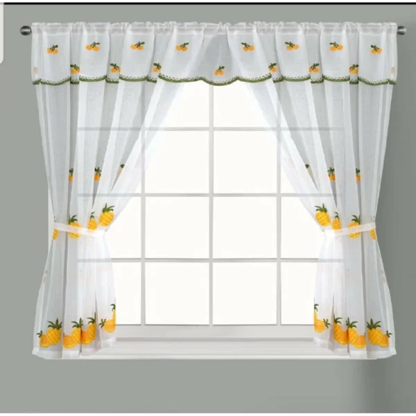 Classic Scalloped Trim Kitchen Curtain 122cm