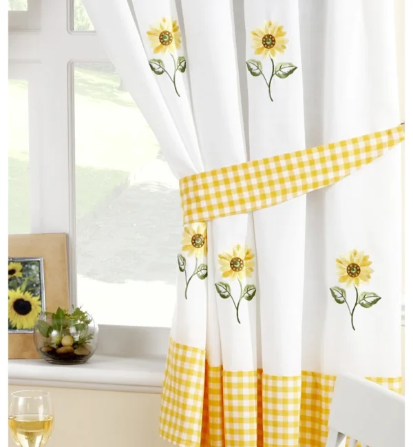 Joachim Sunflower Kitchen Curtain Set with Pelmet (5 Pieces) - Image 2