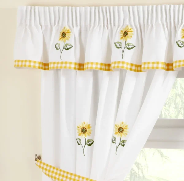 Joachim Sunflower Kitchen Curtain Set with Pelmet (5 Pieces) - Image 3
