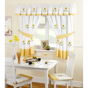 Joachim Sunflower Kitchen Curtain Set with Pelmet (5 Pieces)