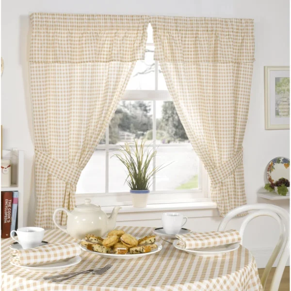 Molly Gingham Ruffled Kitchen Curtain – 116cm