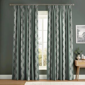 Laurel Leaf Stripe Grey Green Curtain