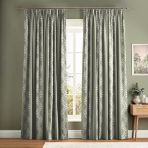 Laurel Leaf Stripe Sage Curtain