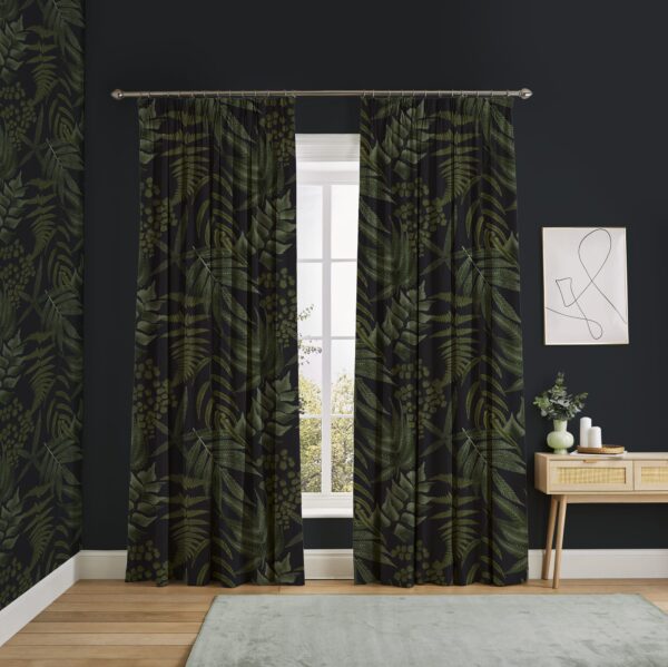 Midsummer Fern Black Curtains