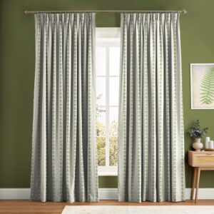 Petal Stripe Apple Green Curtain