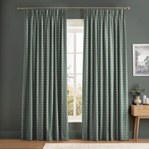 Petal Stripe Grey Green Curtain