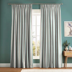 Petal Stripe Teal Curtain