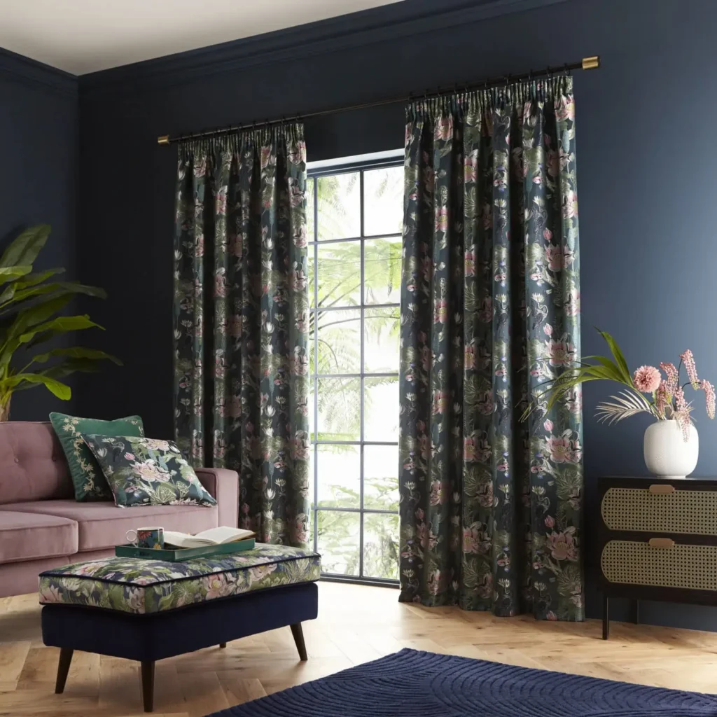 Waterlily Teal Ready Made Curtains