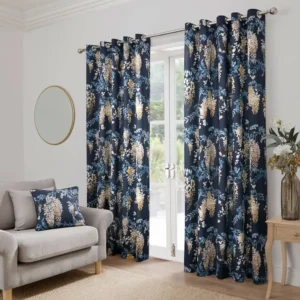 Wisteria Navy Ready Made Curtains