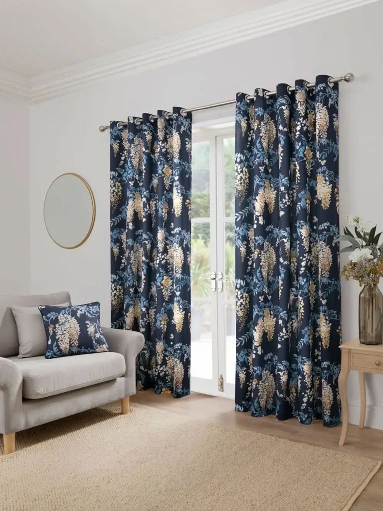 Wisteria Navy Ready Made Curtains