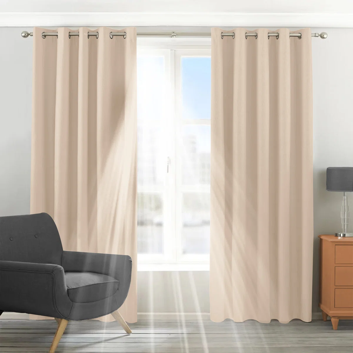 Blackout Eyelet Synthetic Room Curtains