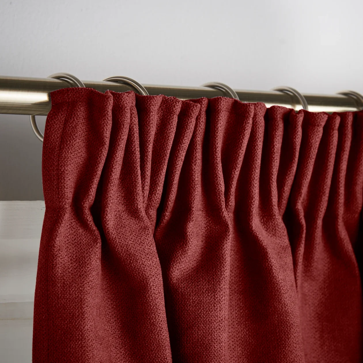 Chenille 56x84 Interlined Pencil Pleat Door Curtain Red