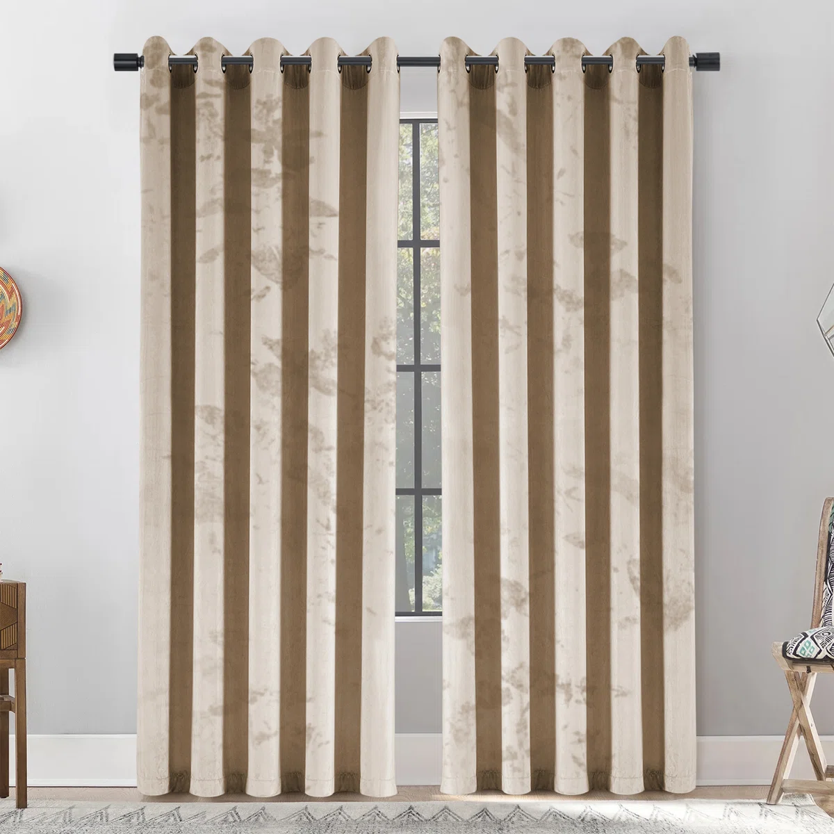 Crushed Velvet Eyelet Room Curtains