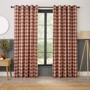 Curtina Everett Jacquard Ready Made Eyelet Curtains Red