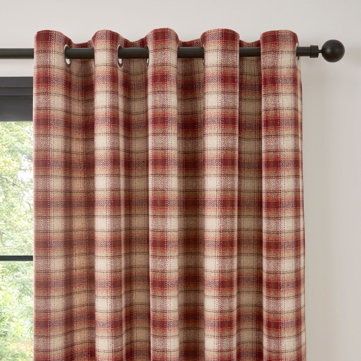 Curtina Everett Jacquard Ready Made Eyelet Curtains Red