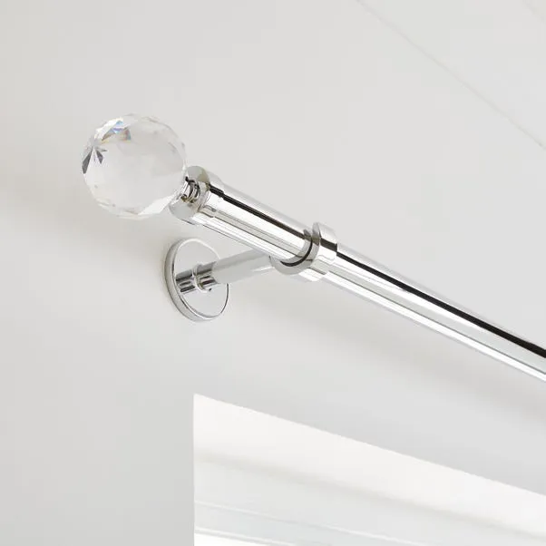 Faceted Ball Extendable Metal Eyelet Curtain Rods
