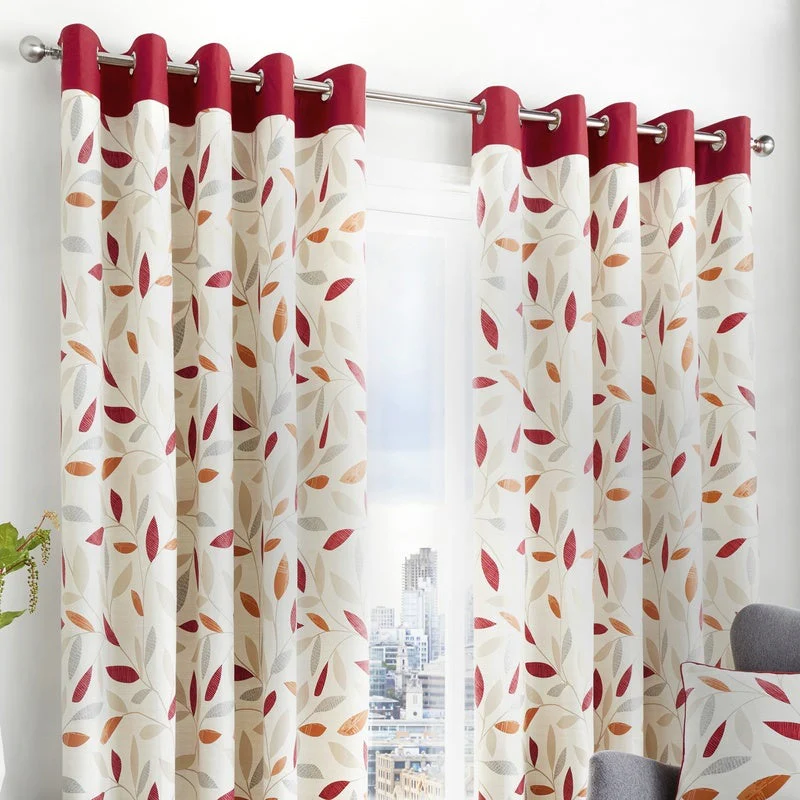 Fusion Beechwood Ready Made Eyelet Curtains Red