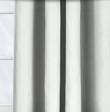 Mono Stripe White Curtain