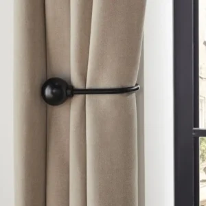 Set of 2 Black Ball Curtain Holdbacks