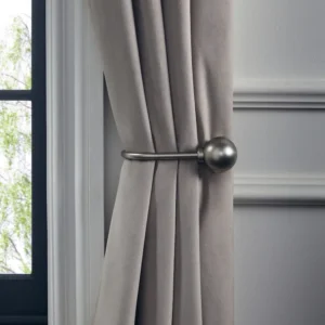 Set of 2 Brushed Silver Ball Curtain Holdbacks