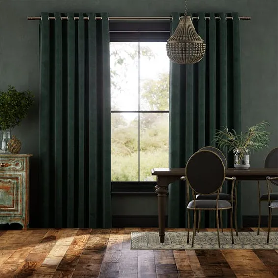Velvet Forest Green Curtains