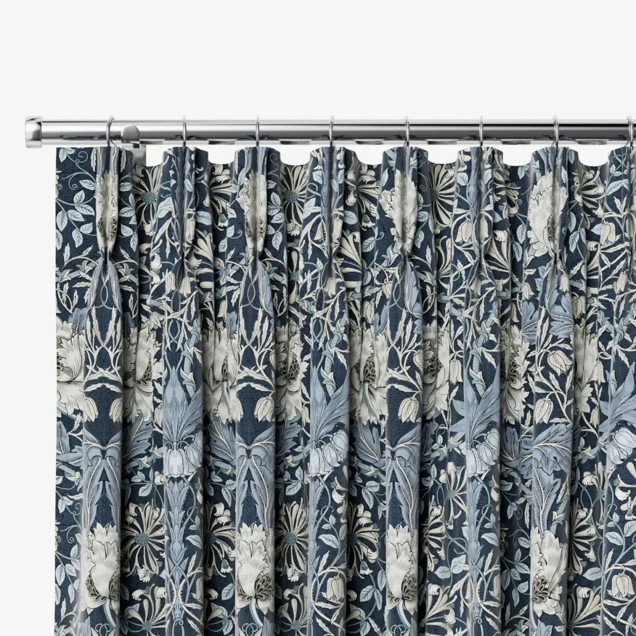 William Morris Honeysuckle and Tulip Velvet Grey Blue Curtains