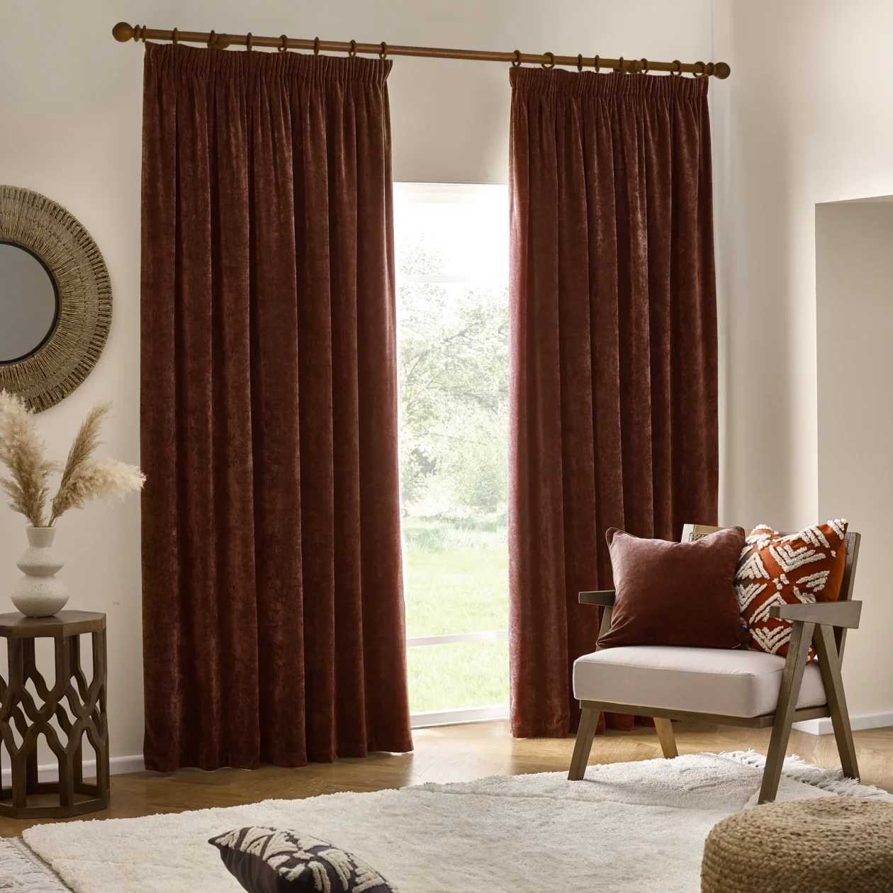 Yard Heavy Chenille Velvet Red Curtains