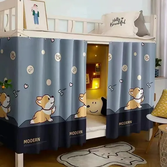Bottom Bunk Bed Curtains Privacy Cloth Underbed Curtains - Corgi