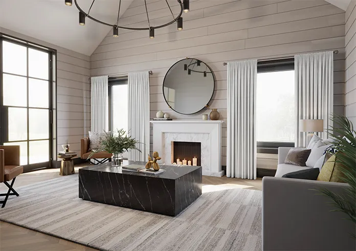 Shima Faux Silk White Curtains